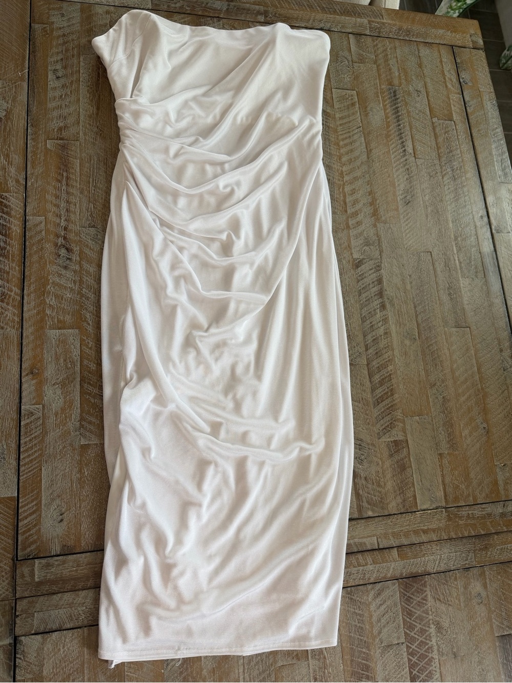 Katie May Ivory Strapless Ruched Cocktail Dress